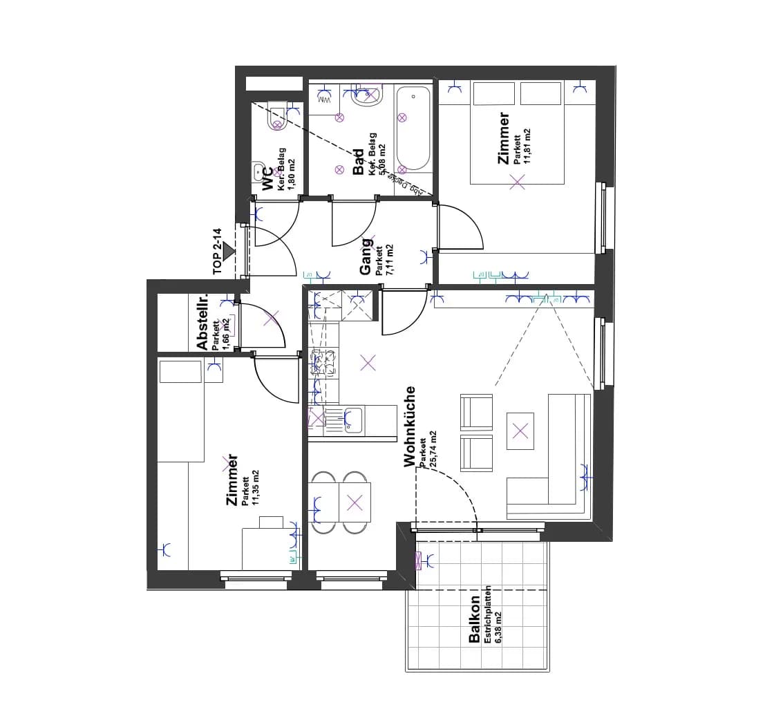 3-Zimmer-Wohnung mieten in Wien – 64,55 m², € 1.238 – Bild 9 von 10