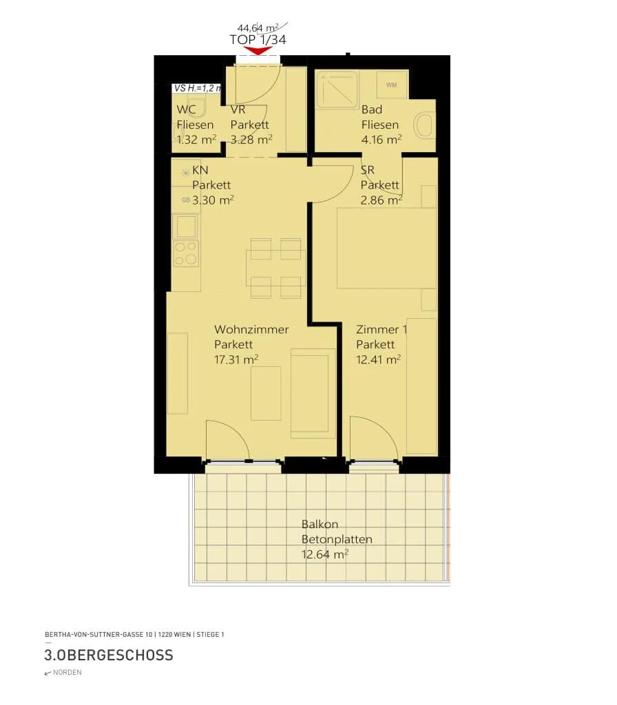 2-Zimmer-Wohnung mieten in Wien – 44,64 m², € 919 – Bild 12 von 12