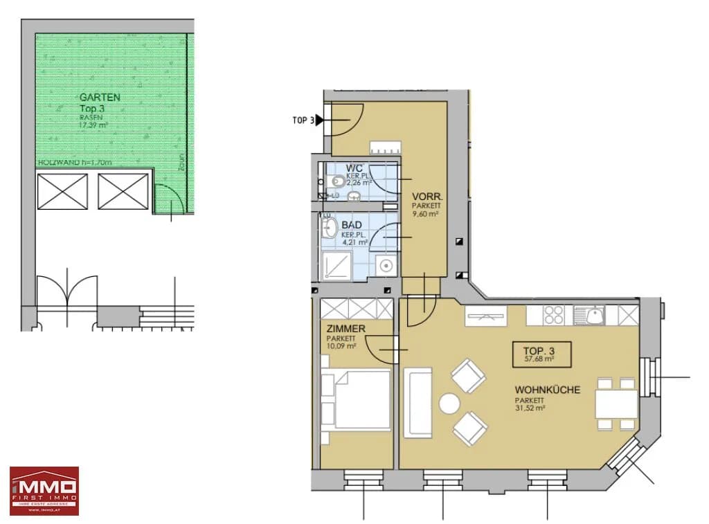 2-Zimmer-Wohnung kaufen in Wien – 58 m², € 299.000 – Bild 10 von 11