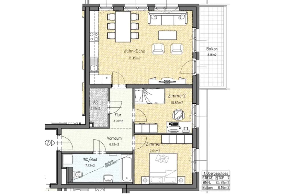 3-Zimmer-Wohnung mieten in Mistelbach – 75,79 m², € 790 – Bild 12 von 15
