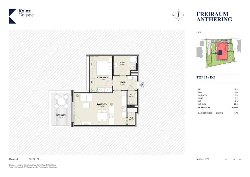 2-Zimmer-Wohnung kaufen in Salzburg-Umgebung – 56,93 m², € 301.000 – Bild 5 von 5