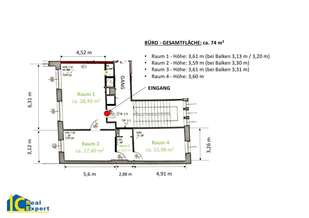 3-Zimmer-Gewerbeimmobilie mieten in Wien – 74 m², € 825 – Bild 11 von 12