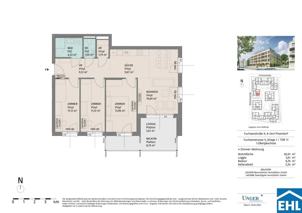 4-Zimmer-Wohnung mieten in Tulln – 82,91 m², € 1.173 – Bild 10 von 10
