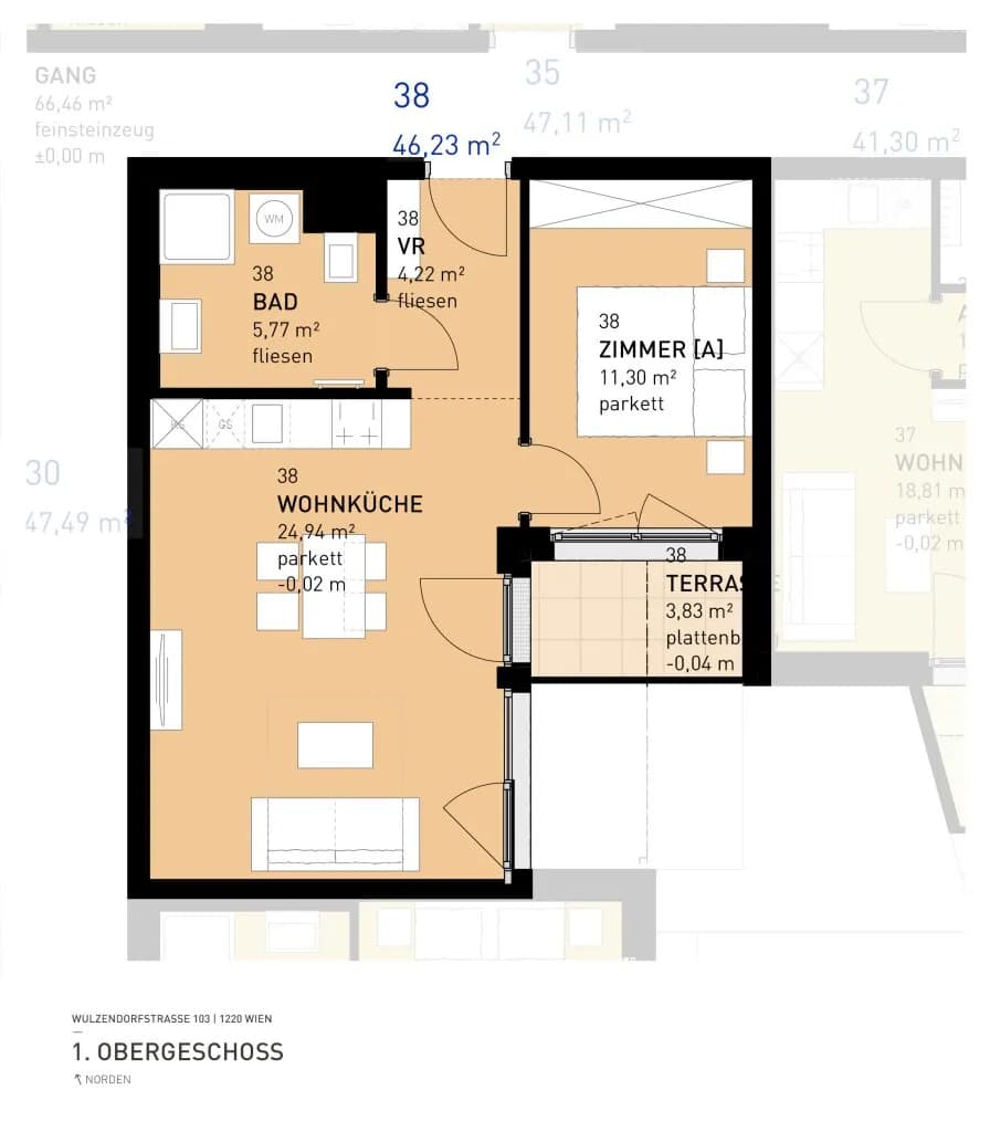2-Zimmer-Wohnung mieten in Wien – 46,23 m², € 1.000 – Bild 16 von 17
