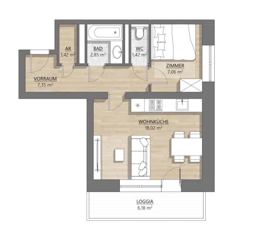 1-Zimmer-Wohnung mieten in Sankt Pölten – 38 m², € 653 – Bild 10 von 10