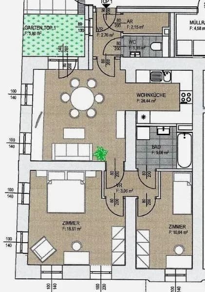 3-Zimmer-Immobilie mieten in Wien – 70,51 m², € 1.460 – Bild 11 von 12