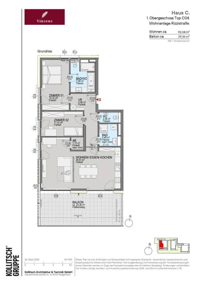 3-Zimmer-Wohnung kaufen in Klagenfurt – 92,04 m², € 895.000 – Bild 2 von 22