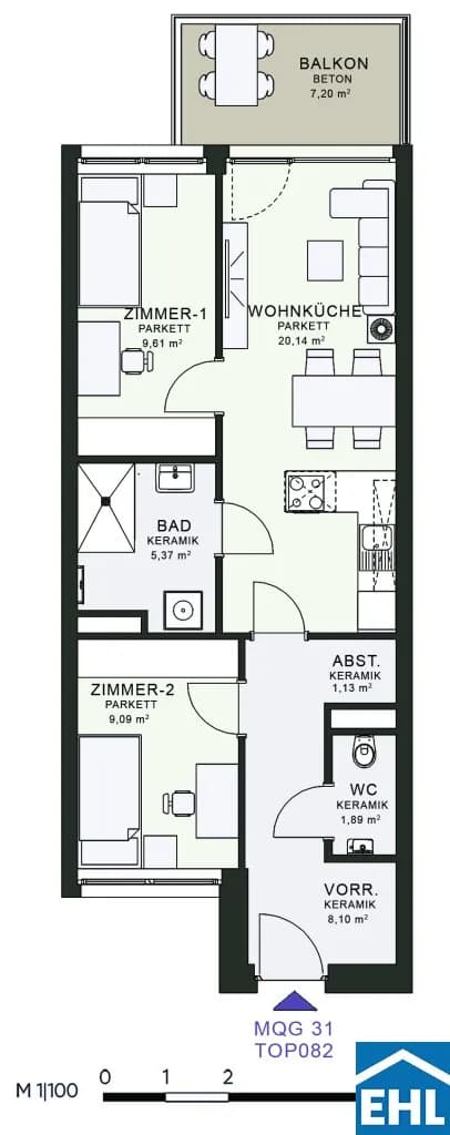 3-Zimmer-Wohnung mieten in Graz – 55,33 m², € 817 – Bild 24 von 24