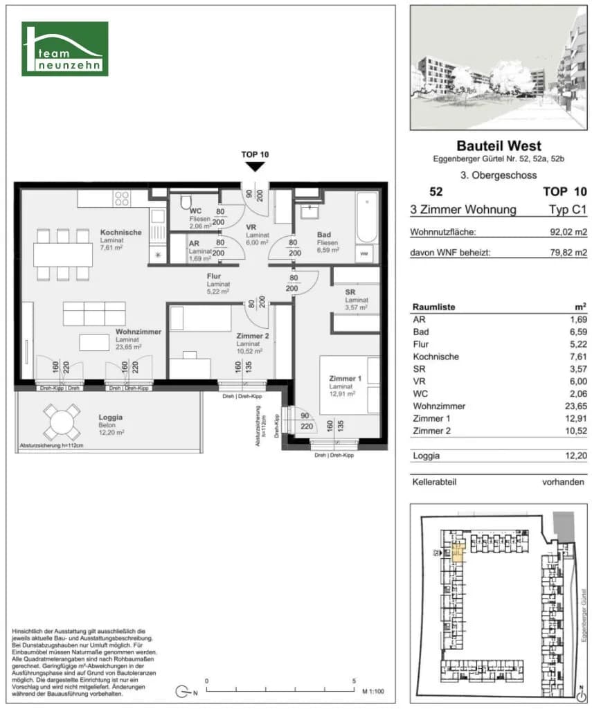 3-Zimmer-Wohnung mieten in Graz – 79,82 m², € 992 – Bild 12 von 12
