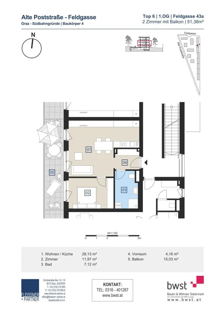 2-Zimmer-Wohnung mieten in Graz – 51,38 m², € 731 – Bild 9 von 9