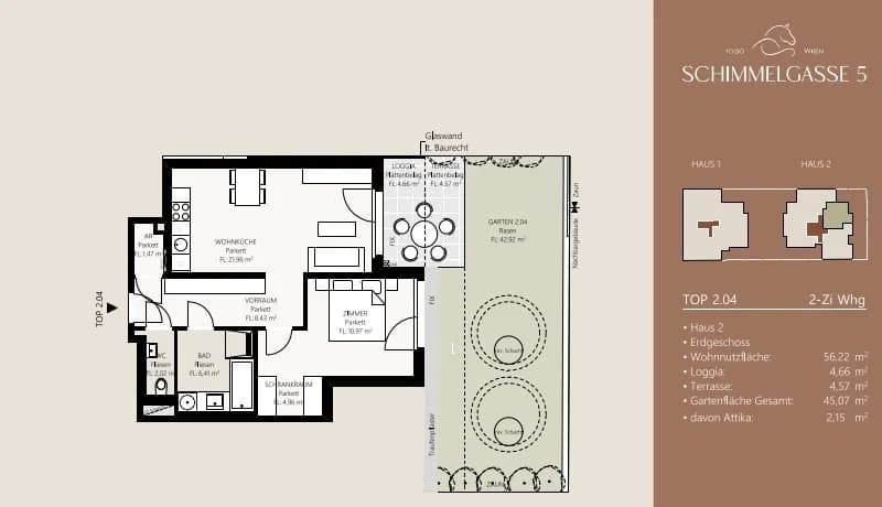 2-Zimmer-Wohnung kaufen in Wien – 55,45 m², € 527.000 – Bild 7 von 8