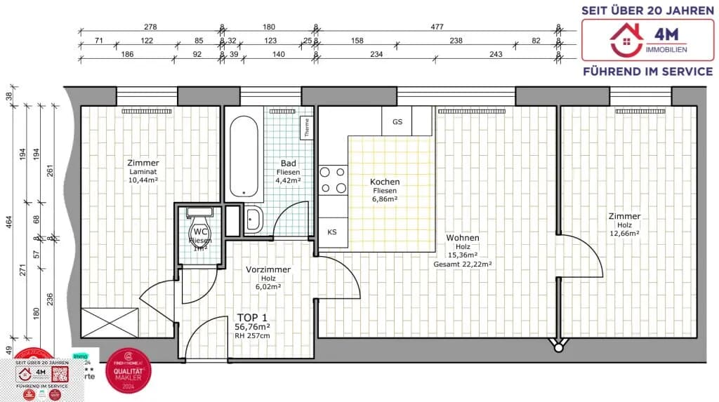 3-Zimmer-Wohnung kaufen in Wien – 56 m², € 199.000 – Bild 10 von 10