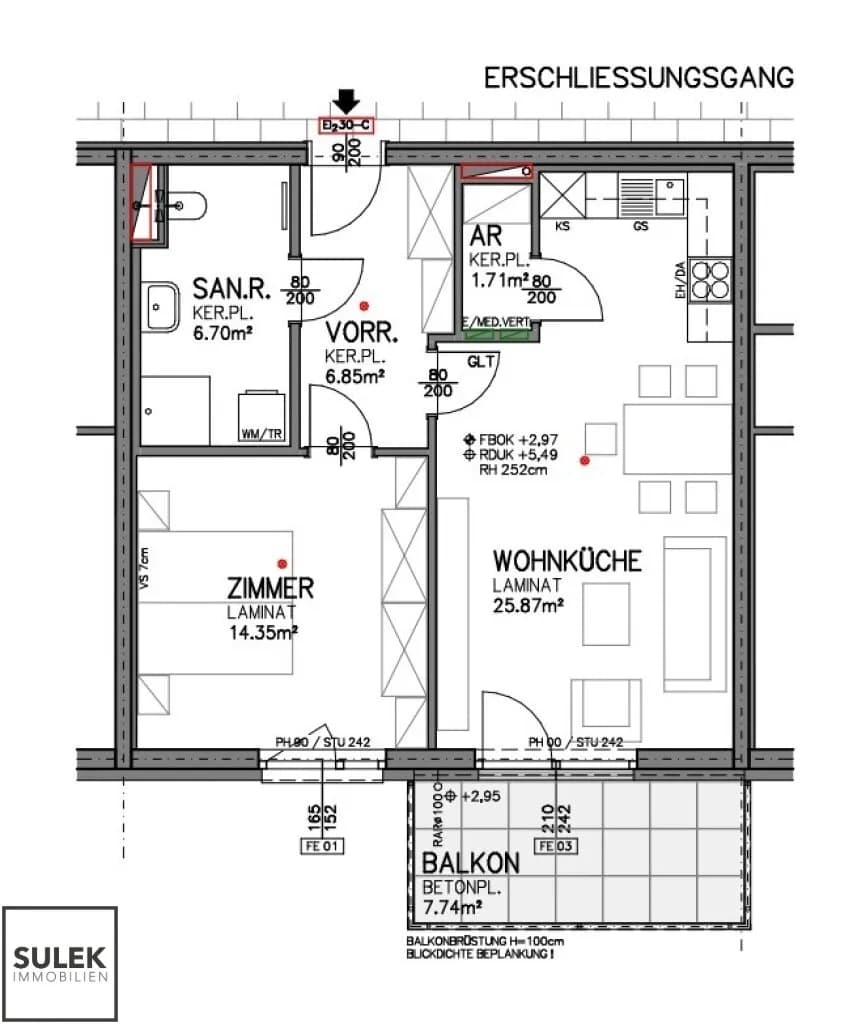 2-Zimmer-Wohnung mieten in Eisenstadt – 55,48 m², € 846 – Bild 2 von 17