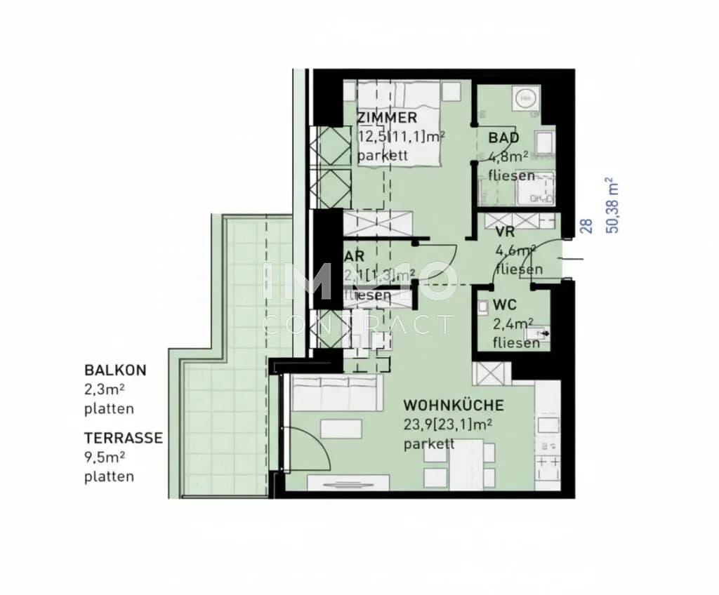 2-Zimmer-Wohnung kaufen in Wien – 50,3 m², € 368.500 – Bild 11 von 11
