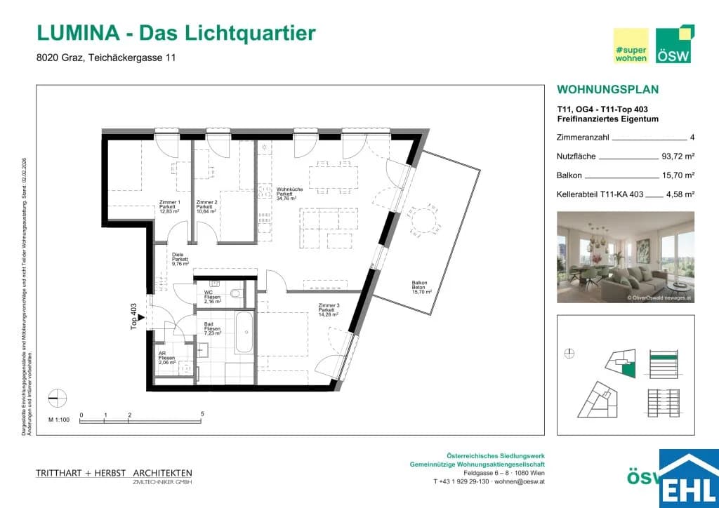 4-Zimmer-Wohnung kaufen in Graz – 93,76 m², € 452.000 – Bild 9 von 9