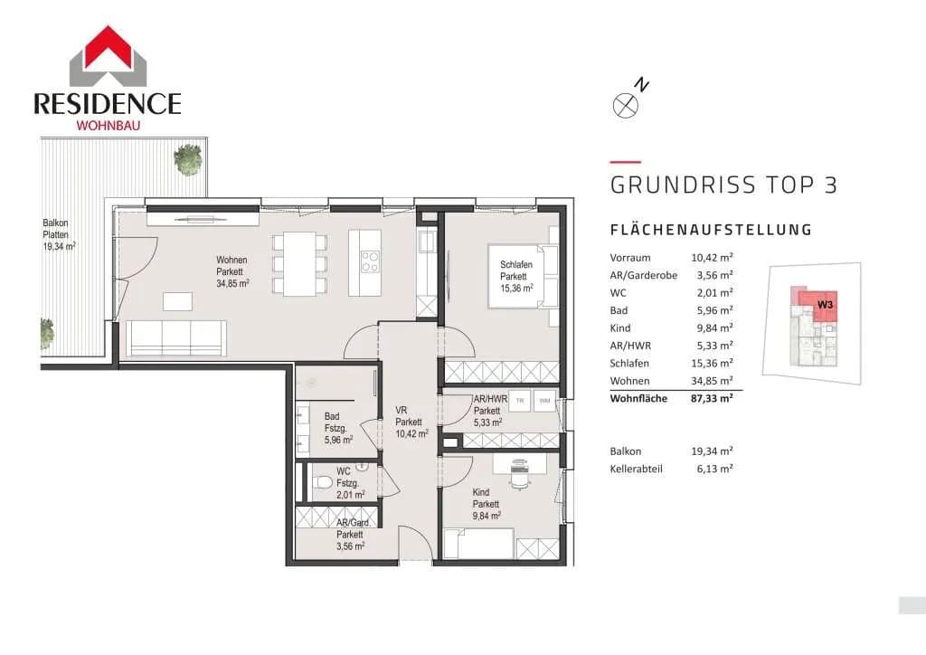 3-Zimmer-Wohnung kaufen in Salzburg Stadt – 87,33 m², € 790.000 – Bild 3 von 3