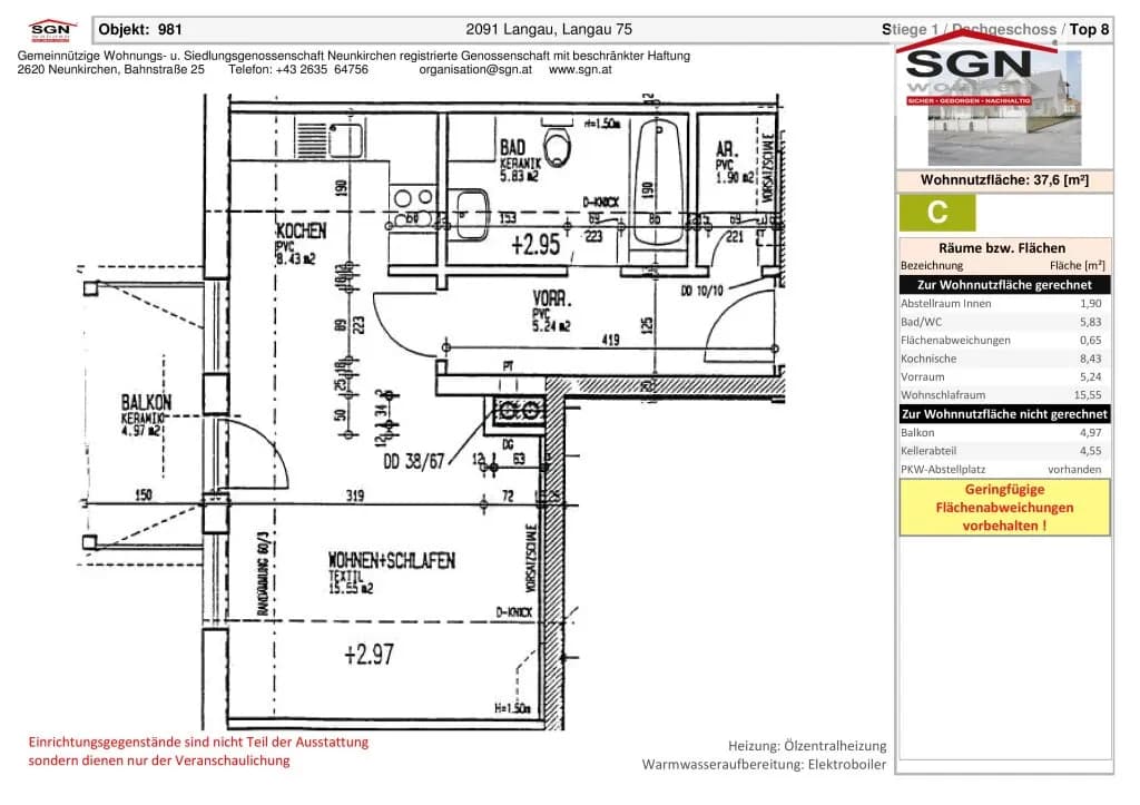 1-Zimmer-Wohnung mieten in Horn – 37,6 m², € 379 – Bild 9 von 9