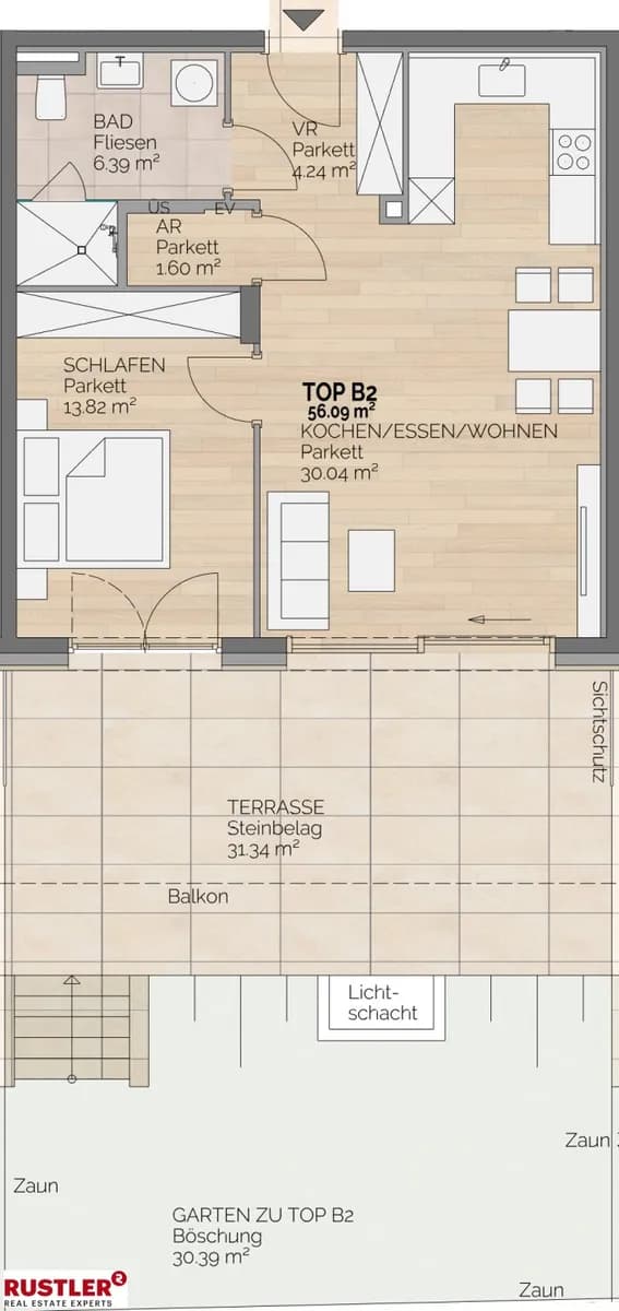 2-Zimmer-Wohnung mieten in Villach – 56,09 m², € 1.886 – Bild 7 von 7