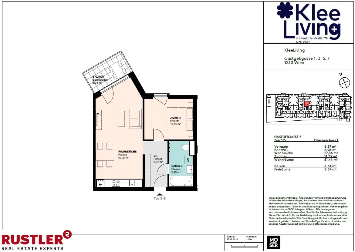 2-Zimmer-Wohnung mieten in Wien – 51,44 m², € 895 – Bild 7 von 8