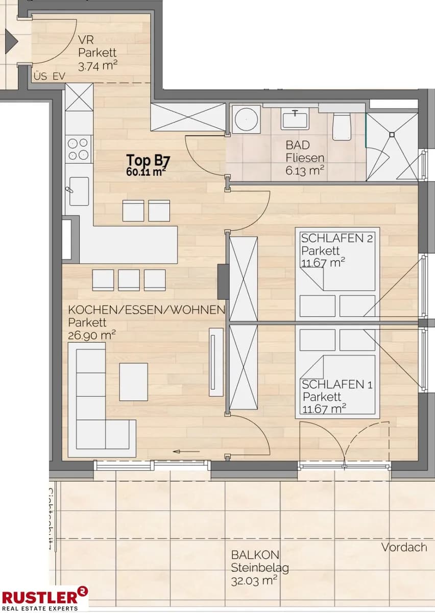 3-Zimmer-Wohnung mieten in Villach – 60,38 m², € 1.930 – Bild 8 von 8