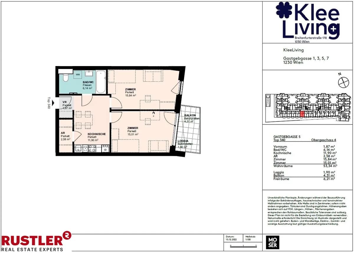 2-Zimmer-Wohnung mieten in Wien – 53,34 m², € 949 – Bild 6 von 6