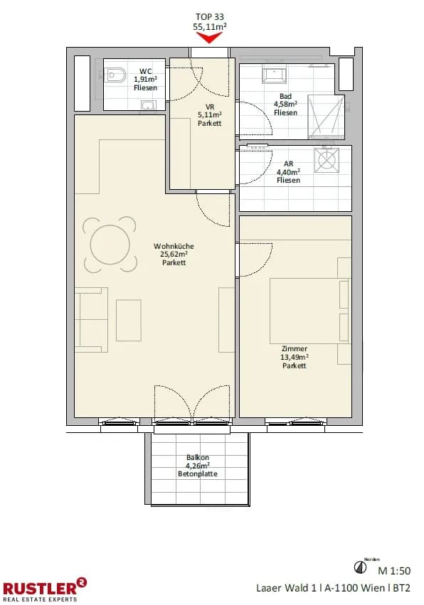 2-Zimmer-Wohnung mieten in Wien – 55,11 m², € 1.099 – Bild 19 von 19