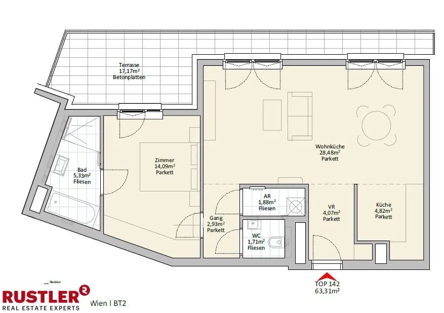 2-Zimmer-Wohnung mieten in Wien – 63,31 m², € 1.199 – Bild 23 von 23