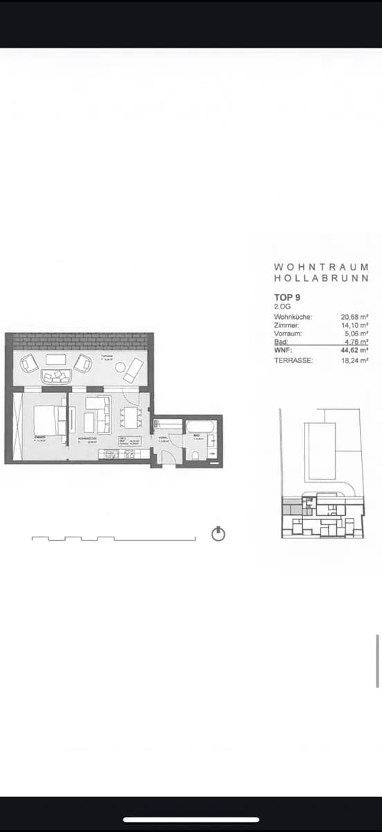 2-Zimmer-Wohnung mieten in Hollabrunn – 45 m², € 699