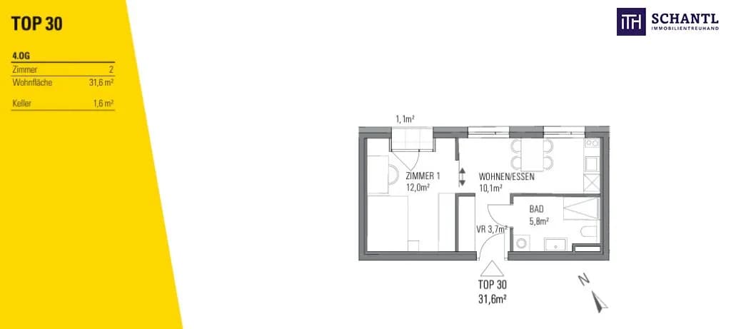 2-Zimmer-Wohnung kaufen in Graz – 32 m², € 249.000 – Bild 5 von 7