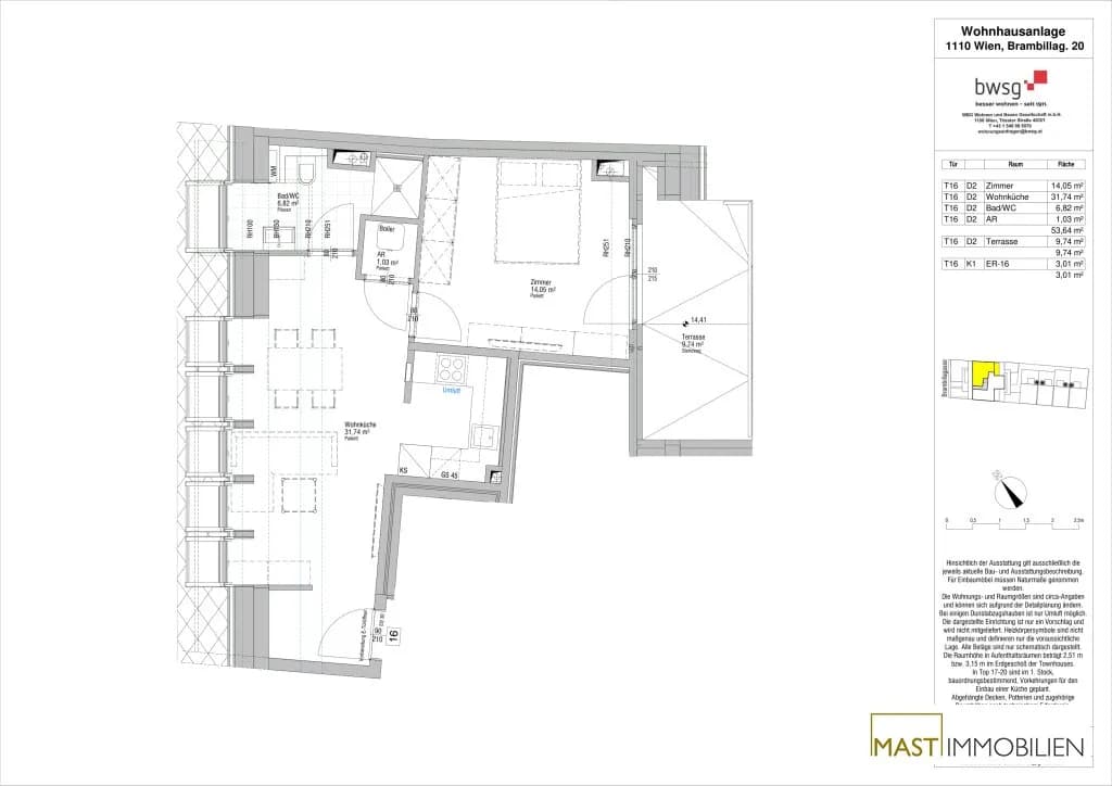 2-Zimmer-Wohnung mieten in Wien – 53,64 m², € 1.076 – Bild 23 von 23