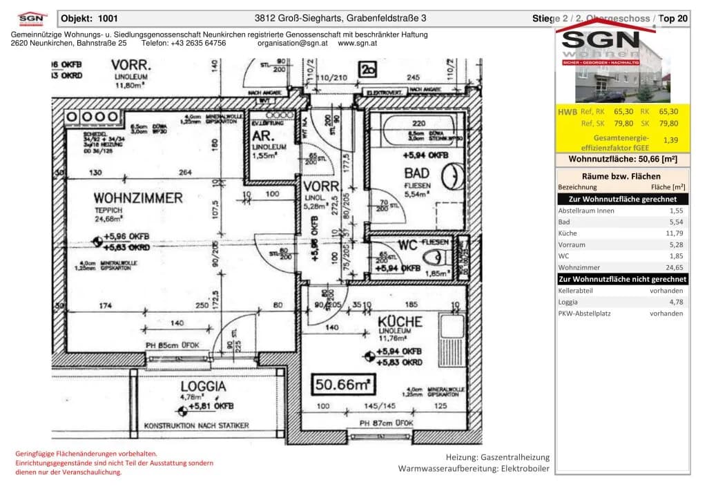 1-Zimmer-Wohnung mieten in Waidhofen an der Thaya – 50,66 m², € 363 – Bild 2 von 2