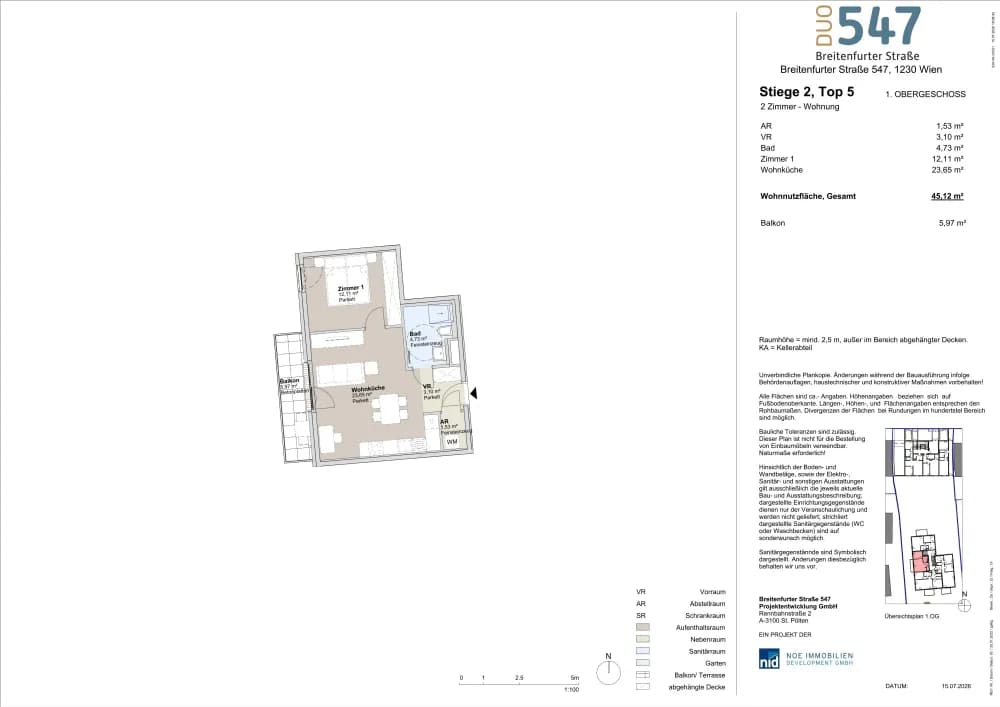 2-Zimmer-Wohnung kaufen in Wien – 45,12 m², € 249.000 – Bild 7 von 7