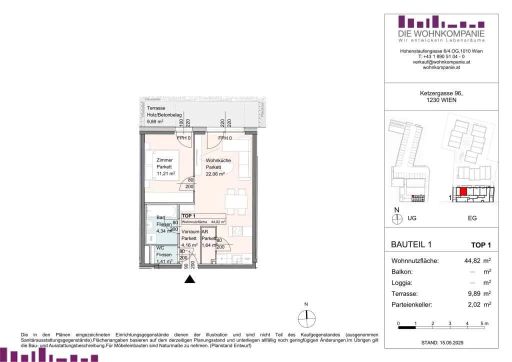 2-Zimmer-Wohnung kaufen in Wien – 45 m², € 279.000 – Bild 8 von 8