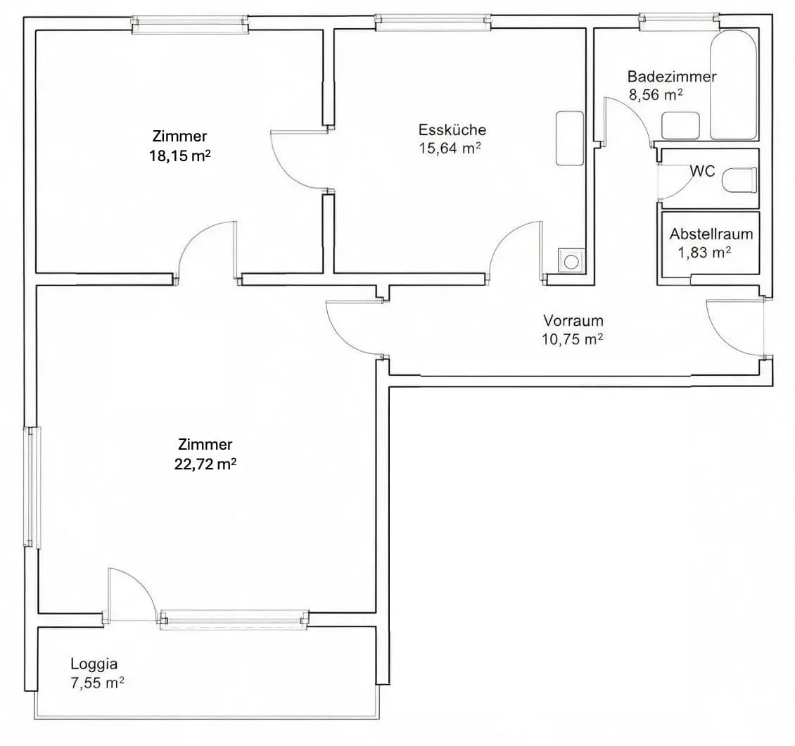 3-Zimmer-Wohnung mieten in Graz – 80 m², € 500