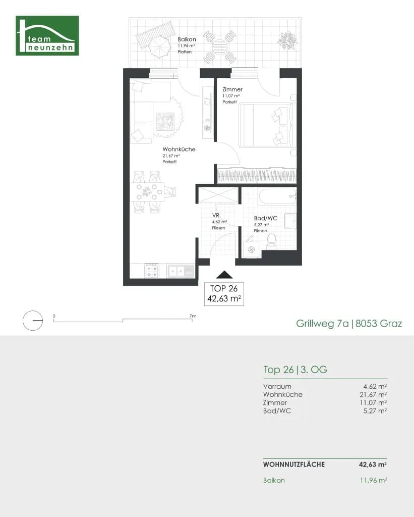 2-Zimmer-Wohnung mieten in Graz – 42,63 m², € 619 – Bild 23 von 23