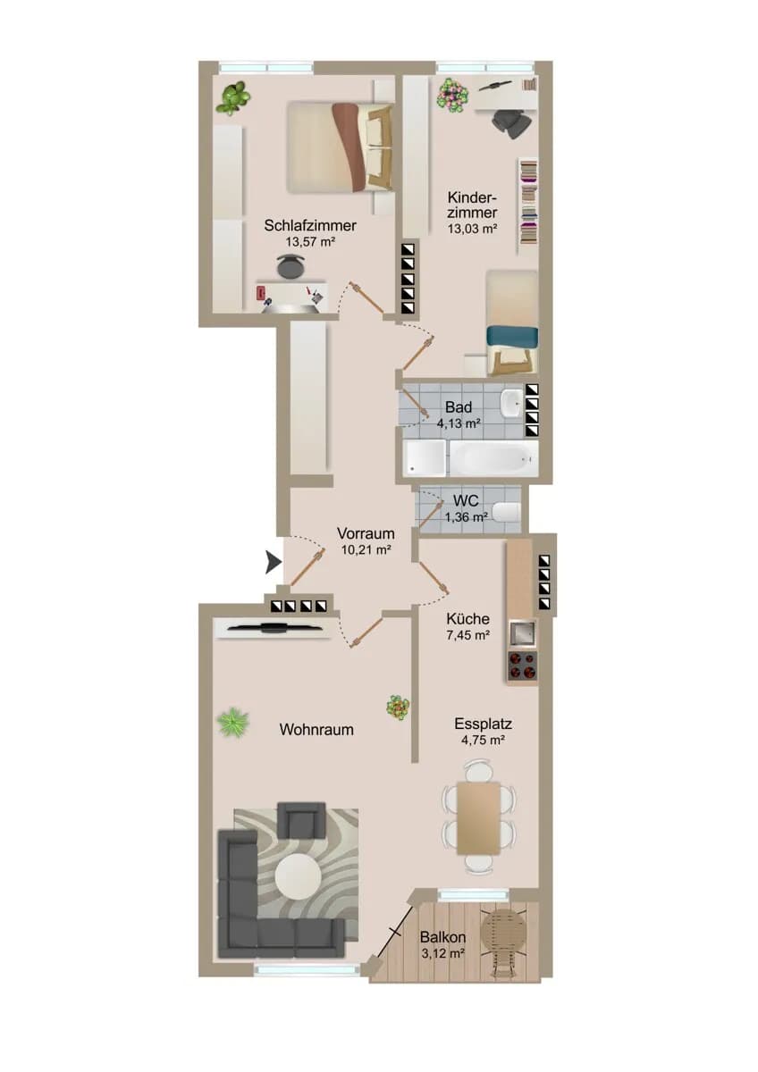 3-Zimmer-Wohnung kaufen in Klagenfurt – 75,37 m², € 249.500 – Bild 6 von 6