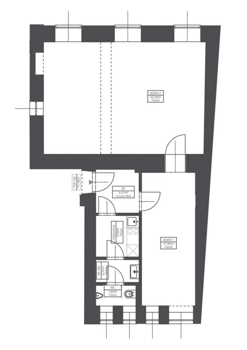 2-Zimmer-Immobilie mieten in Graz – 72,16 m², € 878 – Bild 2 von 6