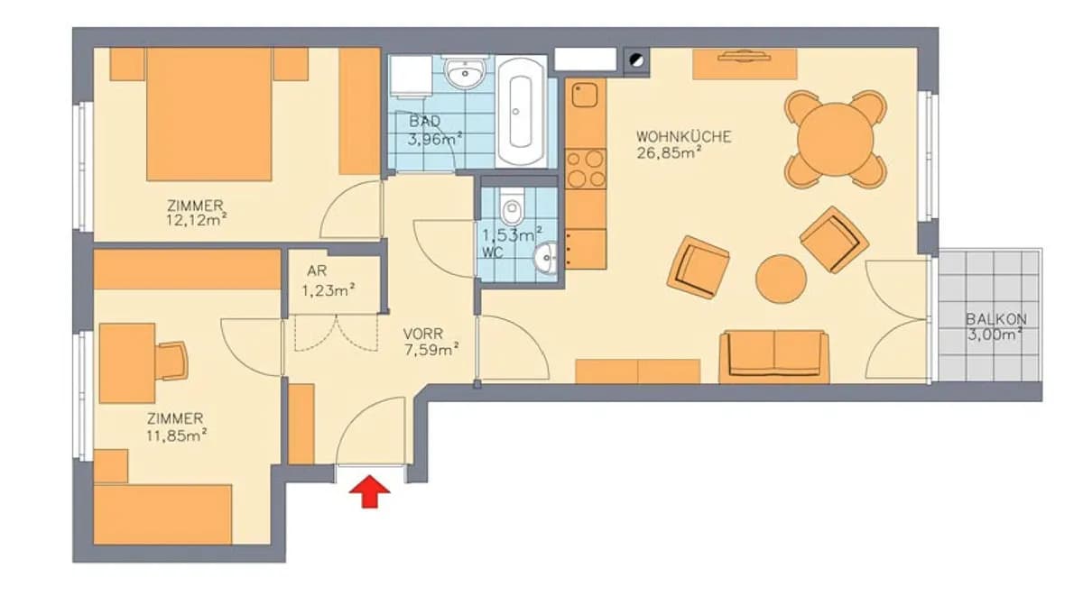 3-Zimmer-Wohnung mieten in Wien – 63,49 m², € 1.199 – Bild 10 von 10