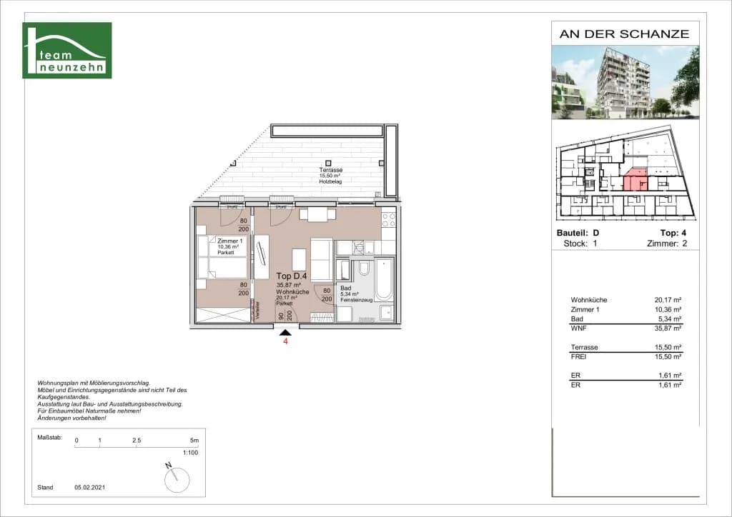 2-Zimmer-Wohnung mieten in Wien – 35,87 m², € 849 – Bild 9 von 9