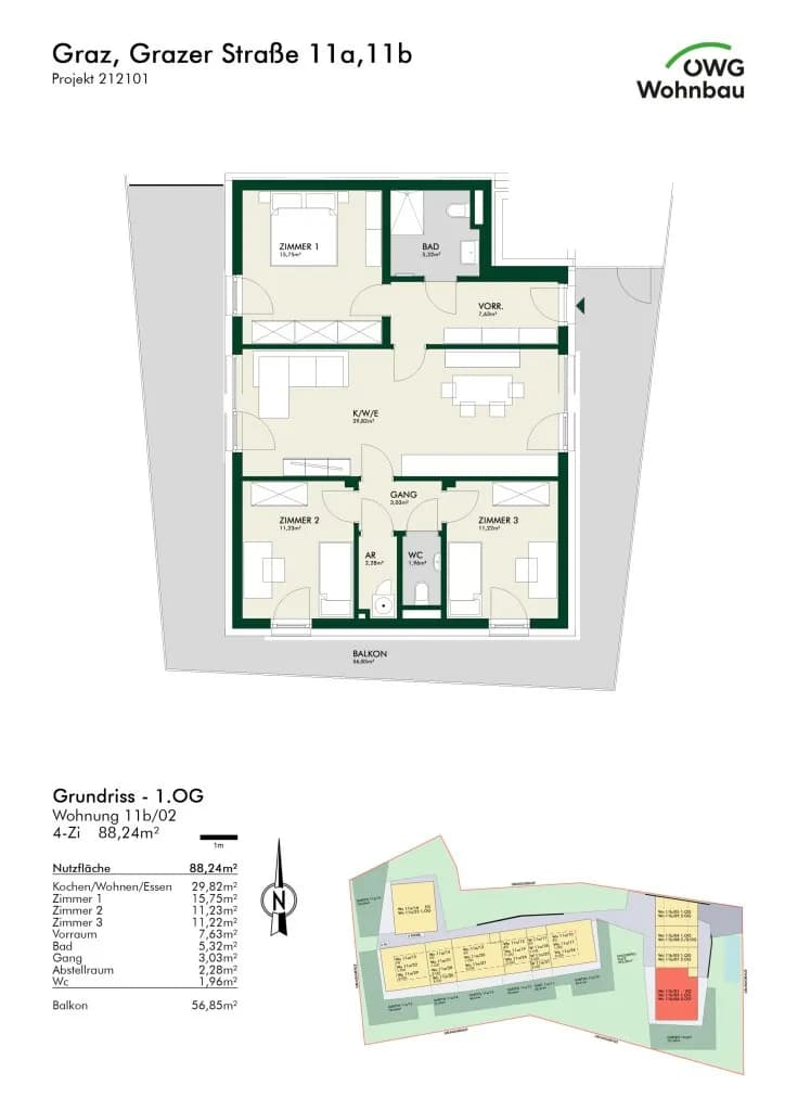 4-Zimmer-Wohnung kaufen in Graz – 88,24 m², € 547.343 – Bild 11 von 11