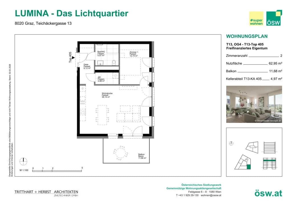 2-Zimmer-Wohnung kaufen in Graz – 62,95 m², € 306.000 – Bild 11 von 11