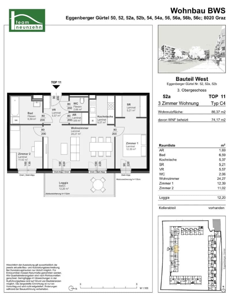 3-Zimmer-Wohnung mieten in Graz – 74,17 m², € 920 – Bild 16 von 16