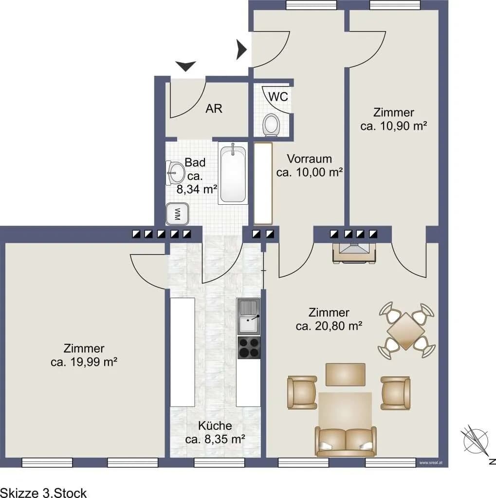 3-Zimmer-Wohnung kaufen in Wien – 80 m², € 248.000 – Bild 8 von 9