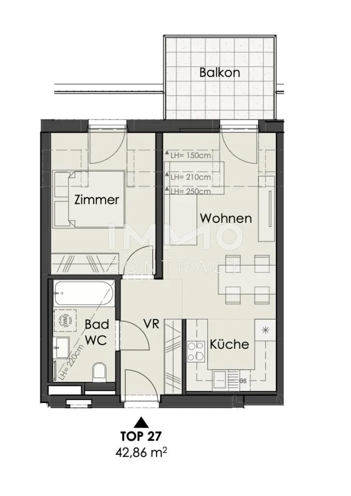 2-Zimmer-Wohnung kaufen in Wien – 42,86 m², € 334.000 – Bild 9 von 10