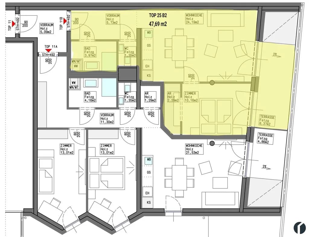 2-Zimmer-Wohnung kaufen in Tulln – 47,69 m², € 292.000 – Bild 13 von 20