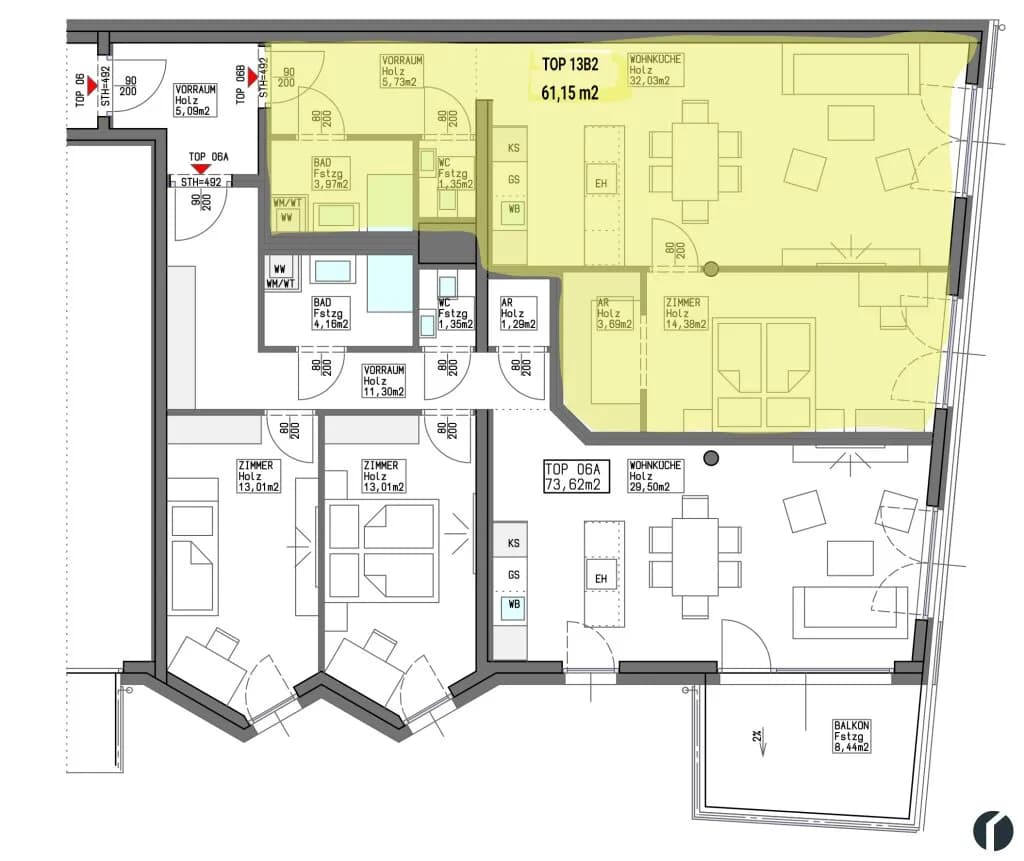 2-Zimmer-Wohnung kaufen in Tulln – 61,15 m², € 348.000 – Bild 12 von 19