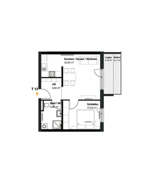 2-Zimmer-Wohnung kaufen in Villach – 44,75 m², € 148.000 – Bild 2 von 5