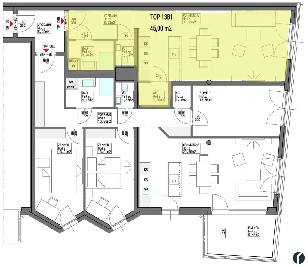 1-Zimmer-Wohnung kaufen in Tulln – 45 m², € 256.000 – Bild 12 von 19