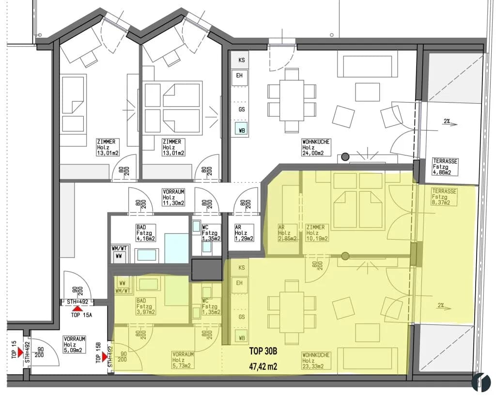 2-Zimmer-Wohnung kaufen in Tulln – 47,42 m², € 293.000 – Bild 12 von 19