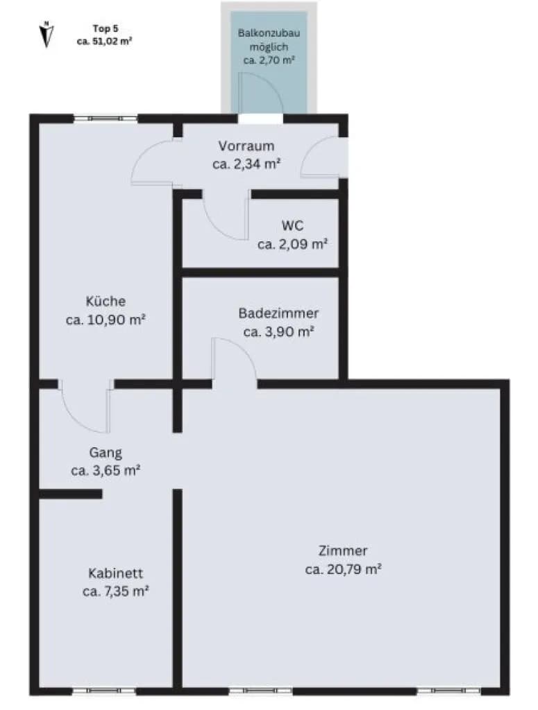 3-Zimmer-Wohnung kaufen in Wien – 51,02 m², € 199.000 – Bild 10 von 11
